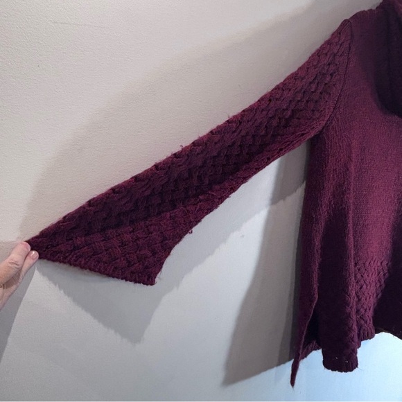 AVA Sz L Wool Alpaca Blend Sweater Cowl Neck Long Line Lattice Hem & Cuffs - Picture 4 of 9